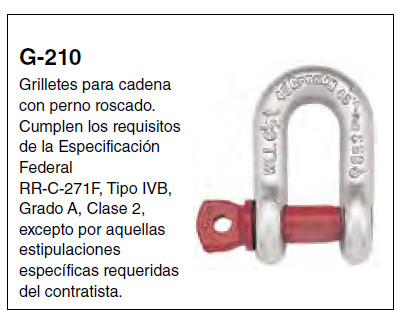 G-210 — Tipo Cadena · Perno roscado