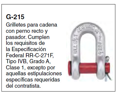 G-215 — Tipo Cadena · Perno recto y pasador
